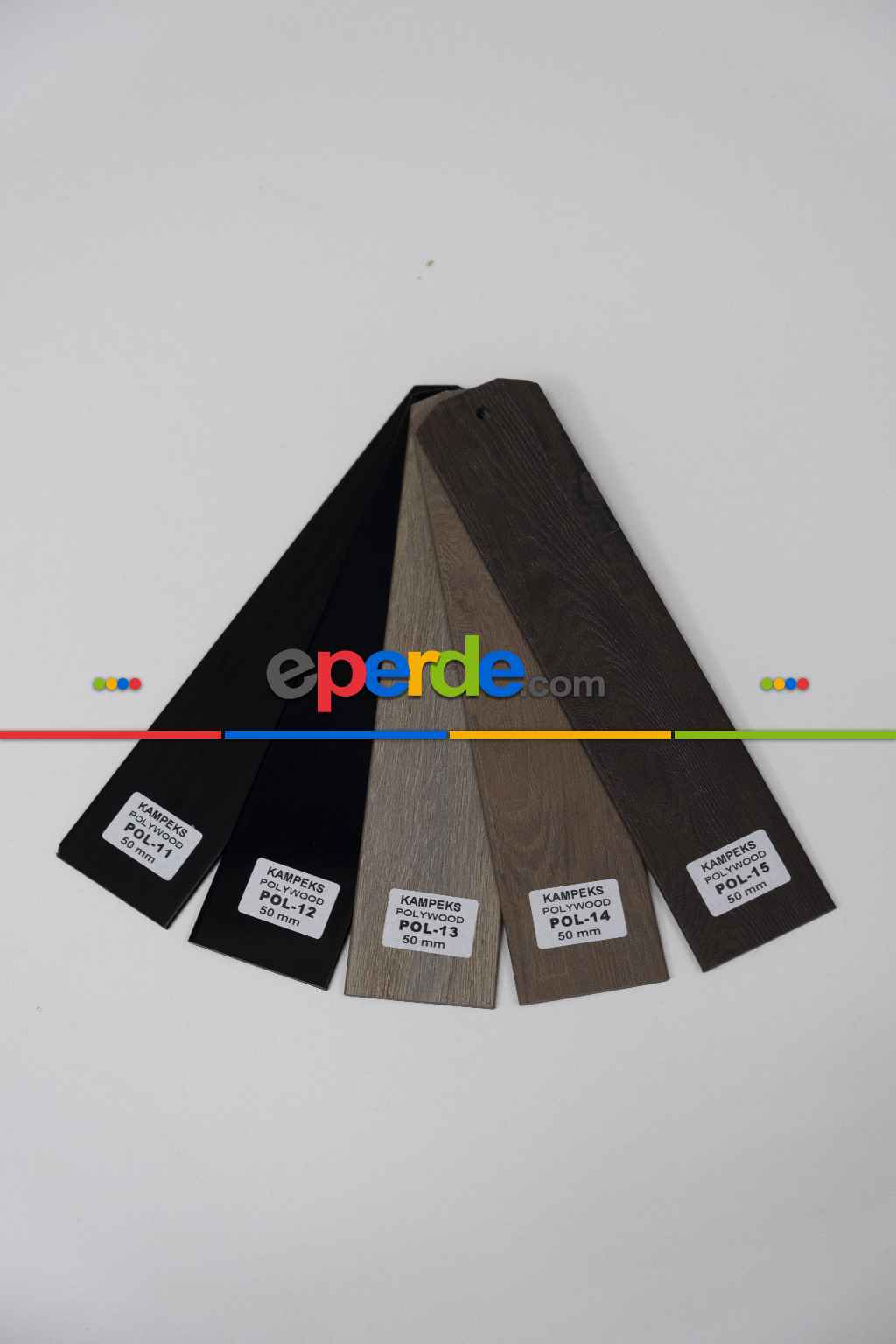 Oda Perde - 50mm Ahşap Jaluzi Perde, Polywood, Ahşap Görünümlü, Alev Almaz, Antrasit, Siyah Ve Ahşap Tonlarında