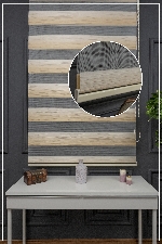 Gri Zebra Perde - Yarım Plise - Geniş Pileli Zebra Perde Krem